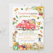 Herfst Pumpkin Truck Birthday Uitnodiging (Voorkant)