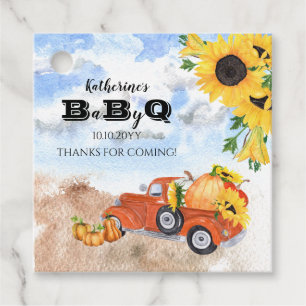 Herfst Pumpkin Truck Zonnebloemen Baby BBQ Showe Bedankjes Labels