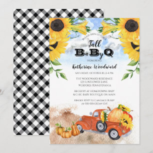 Herfst Pumpkin Truck   Zonnebloemen Baby BBQ Showe Kaart
