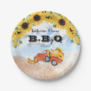 Herfst Pumpkin Truck   Zonnebloemen Baby BBQ Showe Papieren Bordje