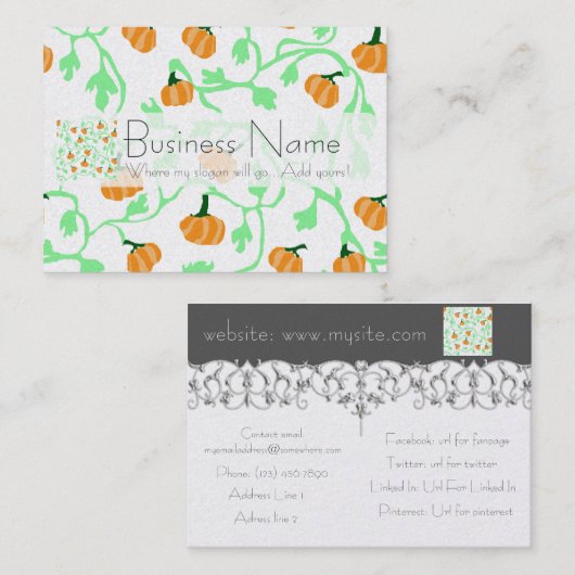 Herfst Pumpkin Vines Pattern Visitekaartje (Voorkant / Achterkant)