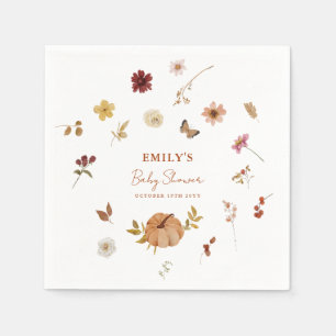 Herfst Pumpkin Wildflower Baby shower Servet