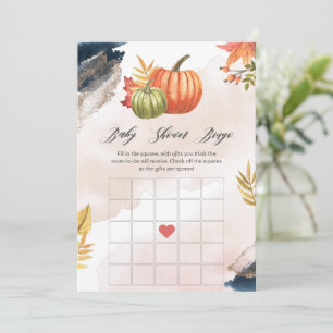Herfst Pumpkins Baby shower Bingo Game Kaart