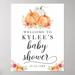Herfst Pumpkins Baby shower WelkomstPoster Poster