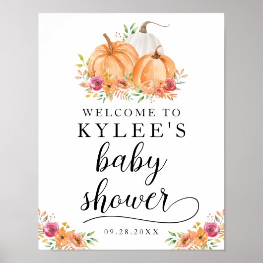 Herfst Pumpkins Baby shower WelkomstPoster Poster (Voorkant)