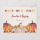 Herfst Pumpkins Bewaar onze datum Aankondigingskaart (Voorkant)