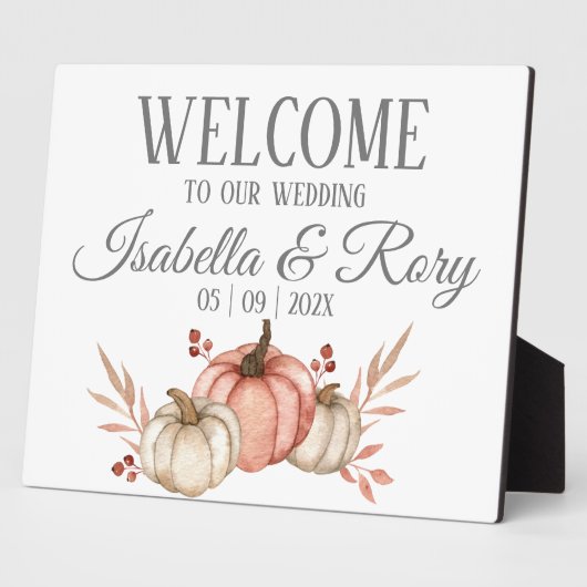  Herfst Pumpkins Bouquet Wedding Tabletop Sign Fotoplaat (Zijkant)