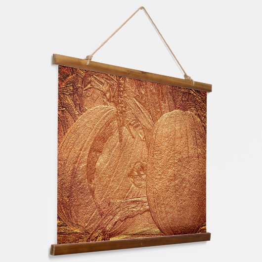 Herfst Pumpkins Cornstalks Sculpted Effect Hangend Wandkleed (Gebogen)