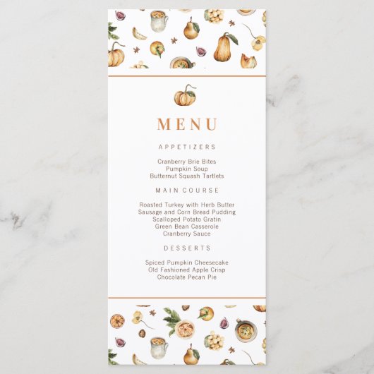 Herfst Pumpkins Friendsgiving Thanksgiving Menu (Voorkant)