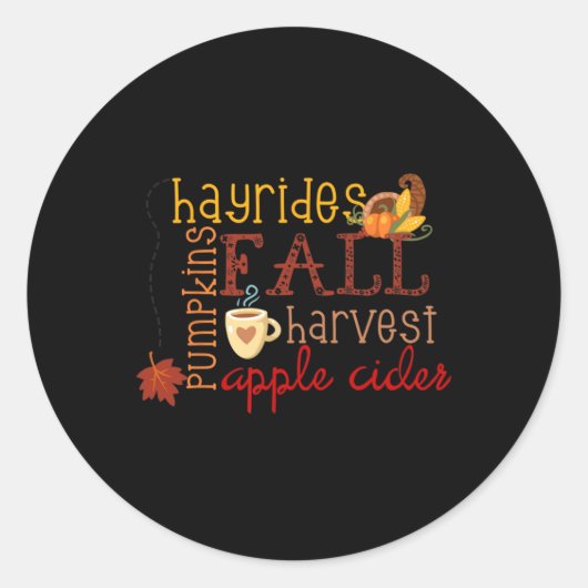 Herfst Pumpkins Hayrides Harvest Apples Ciders Aut Ronde Sticker (Voorkant)