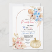 Herfst Pumpkins Hij of zij Gender Reveal Invitatio Kaart (Voorkant)