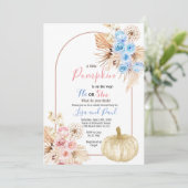 Herfst Pumpkins Hij of zij Gender Reveal Invitatio Kaart (Staand voorkant)