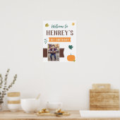 Herfst Pumpkins & Leaves Foto Birthday Welcome Sig Poster (Keuken)