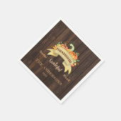 Herfst Pumpkins Leaves Wood Happy Thanksgiving Servet (Hoek)