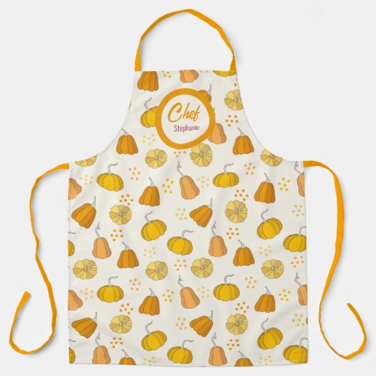Herfst Pumpkins Pattern, gepersonaliseerd Schort (Voorkant)