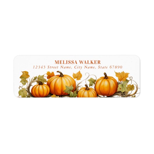 Herfst Pumpkins Return Address Labels (Voorkant)