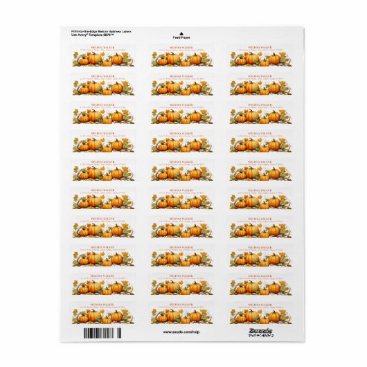 Herfst Pumpkins Return Address Labels (Full Sheet)