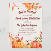 Herfst Pumpkins Rustic Waterverf Thanksgiving Kaart (Voorkant / Achterkant)