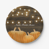 Herfst Pumpkins & String Lights Rustic Vrijgezelle Papieren Bordje (Voorkant)