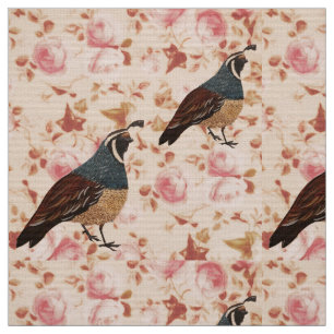 Herfst Quail op Chintz Fabric Stof