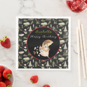 Herfst Raccoon past Tekst en Kleur aan Servet