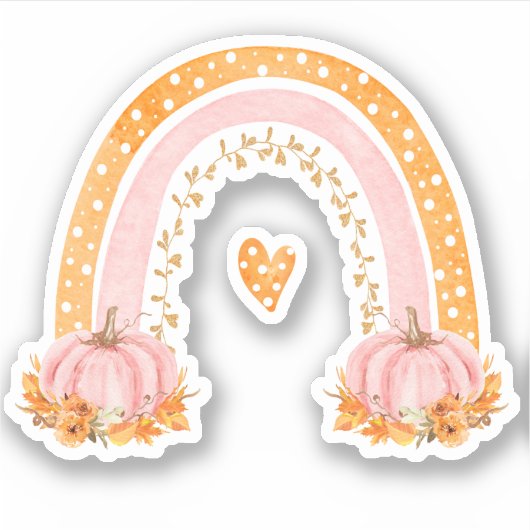 Herfst Rainbow & Pumpkins Vinyl Sticker (Voorkant)