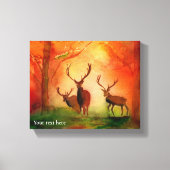 Herfst Red Deer Waterverf Stretched Canvas Print (Voorkant)