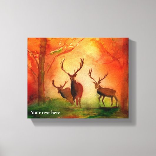 Herfst Red Deer Waterverf Stretched Canvas Print (Voorkant)