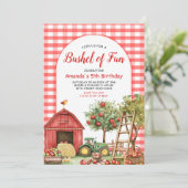 Herfst Red Gingham Bushel van Fun Birthday Kaart (Staand voorkant)