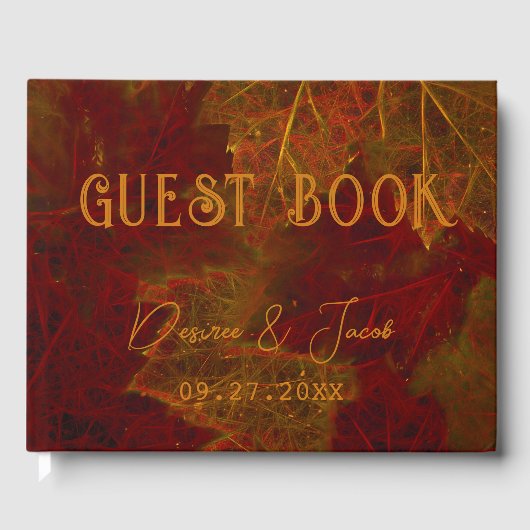 Herfst Red Gold Rustic Elegant Maple Leaves Gastenboek (Voorkant)
