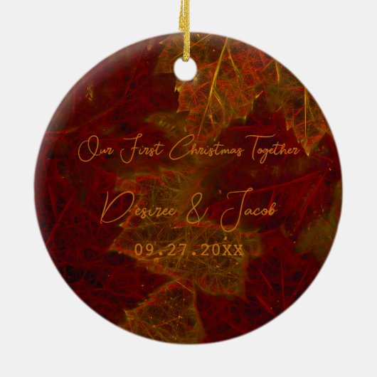 Herfst Red Gold Rustic Elegant verliest Kerstmis Keramisch Ornament (Achterkant)