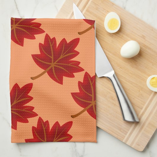 Herfst Red Maple Leaf Theedoek (Quarter Fold)