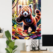 Herfst Red Panda Play Poster (Thuiskantoor)