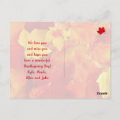 Herfst Red verlaat Happy Thanksgiving Briefkaart (Achterkant)