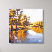 Herfst River landschapsschilderij Canvas Afdruk (Voorkant)
