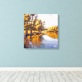 Herfst River landschapsschilderij Canvas Afdruk (Insitu (Houten vloer))
