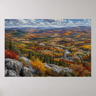 Herfst Rivier Vallei Landschapschildering Poster
