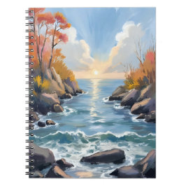 Herfst Rivier Zonlicht Herfst Landschap Aquarel Notitieboek