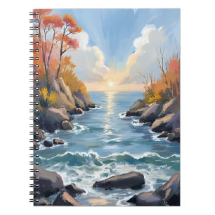 Herfst Rivier Zonlicht Herfst Landschap Aquarel Notitieboek