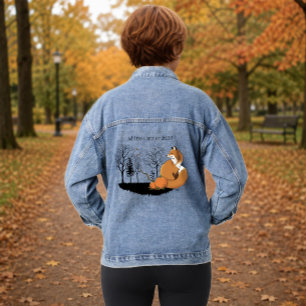 Herfst Rode Vos Pompoenen Bosland Herfst Blauw Denim Jacket