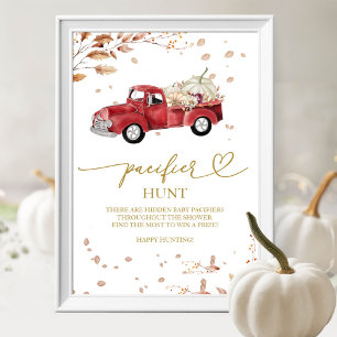 Herfst RodeTruck Fopspeen Jacht Baby Shower Spel B Poster
