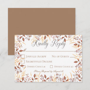 Herfst Roest & Bruin Boho Moderne Bruiloft RSVP Kaartje