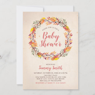Herfst Roestieke Bloemige Baby Shower Uitnodiging