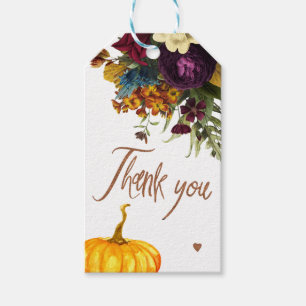 Herfst roestig bordeauxrood bloemig babyshower bed cadeaulabel