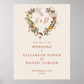 Herfst Roestige Bloem Bruiloft Welkom Bord Poster (Voorkant)