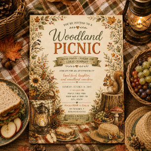 Herfst Roestige Oogst Bos Picknick Kaart