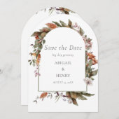 Herfst Romance Boog Bloemenbruiloft Save the date Kaart (Voorkant / Achterkant)