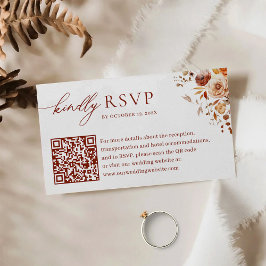 Herfst Romance QR Code Bruiloft RSVP Informatiekaartje