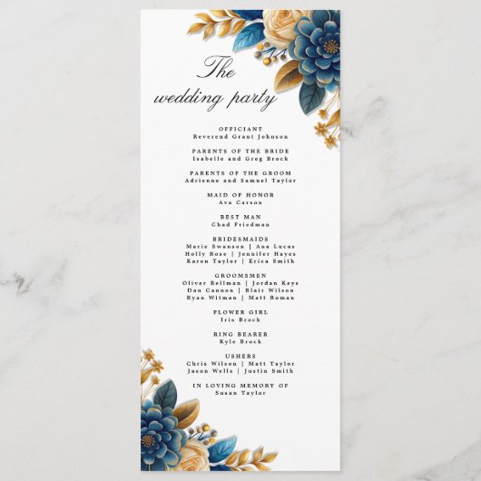 Herfst Romance Waterverf Bloemenbruiloft programma (Achterkant)