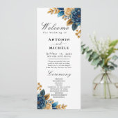 Herfst Romance Waterverf Bloemenbruiloft programma (Staand voorkant)